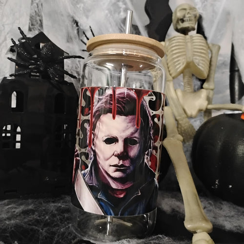 Horror Movie Glass Tumbler | Halloween Iced Coffee Cup | Spooky Custom Drinkware