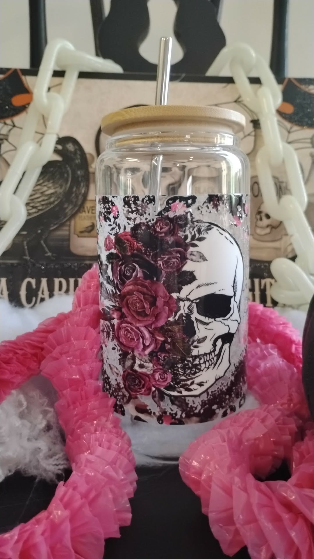 Skull Glass Tumbler | Gothic Iced Coffee Cup | Edgy Aesthetic Drinkware Gift