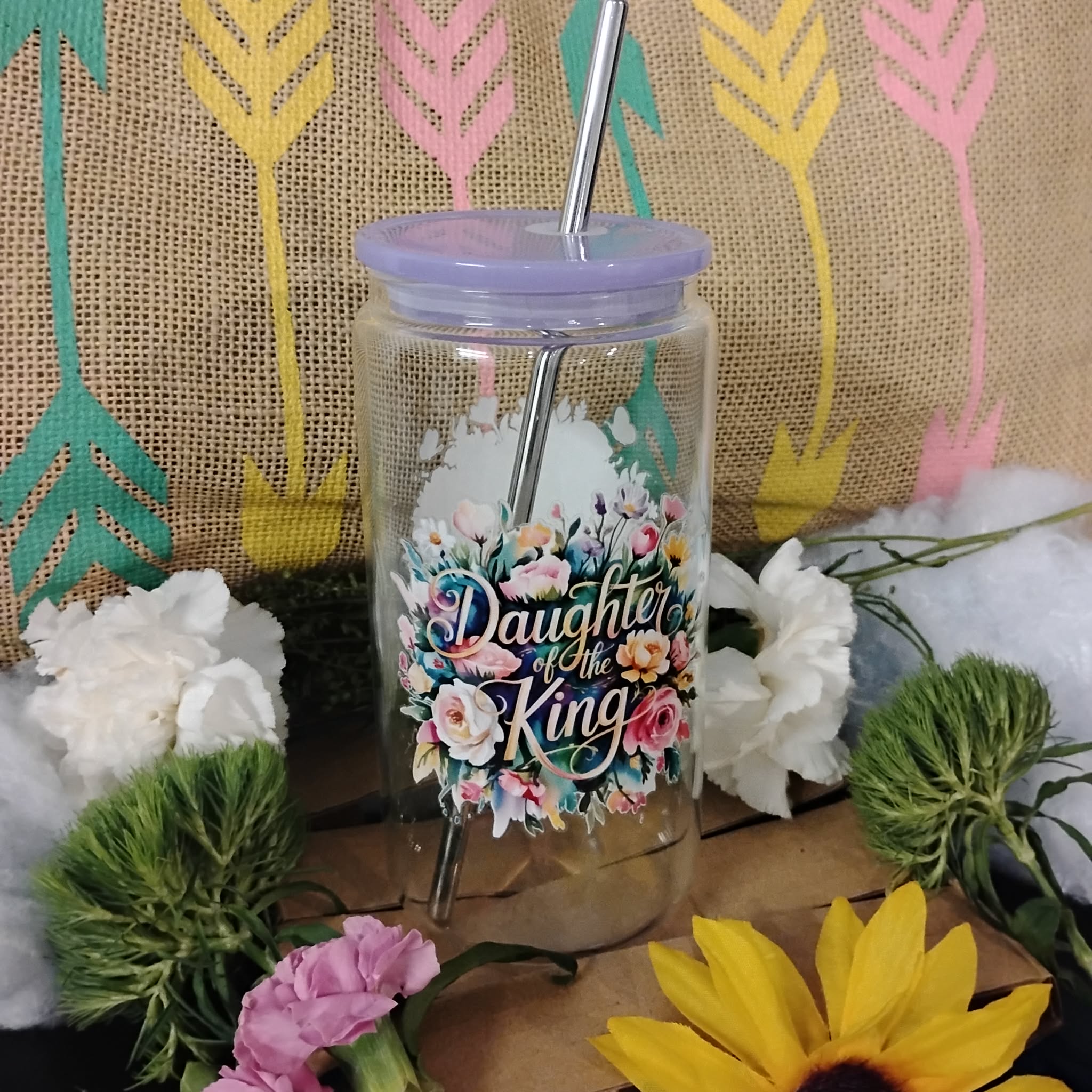 Christian Glass Tumbler | Faith-Based Iced Coffee Cup | Bible Verse Drinkware