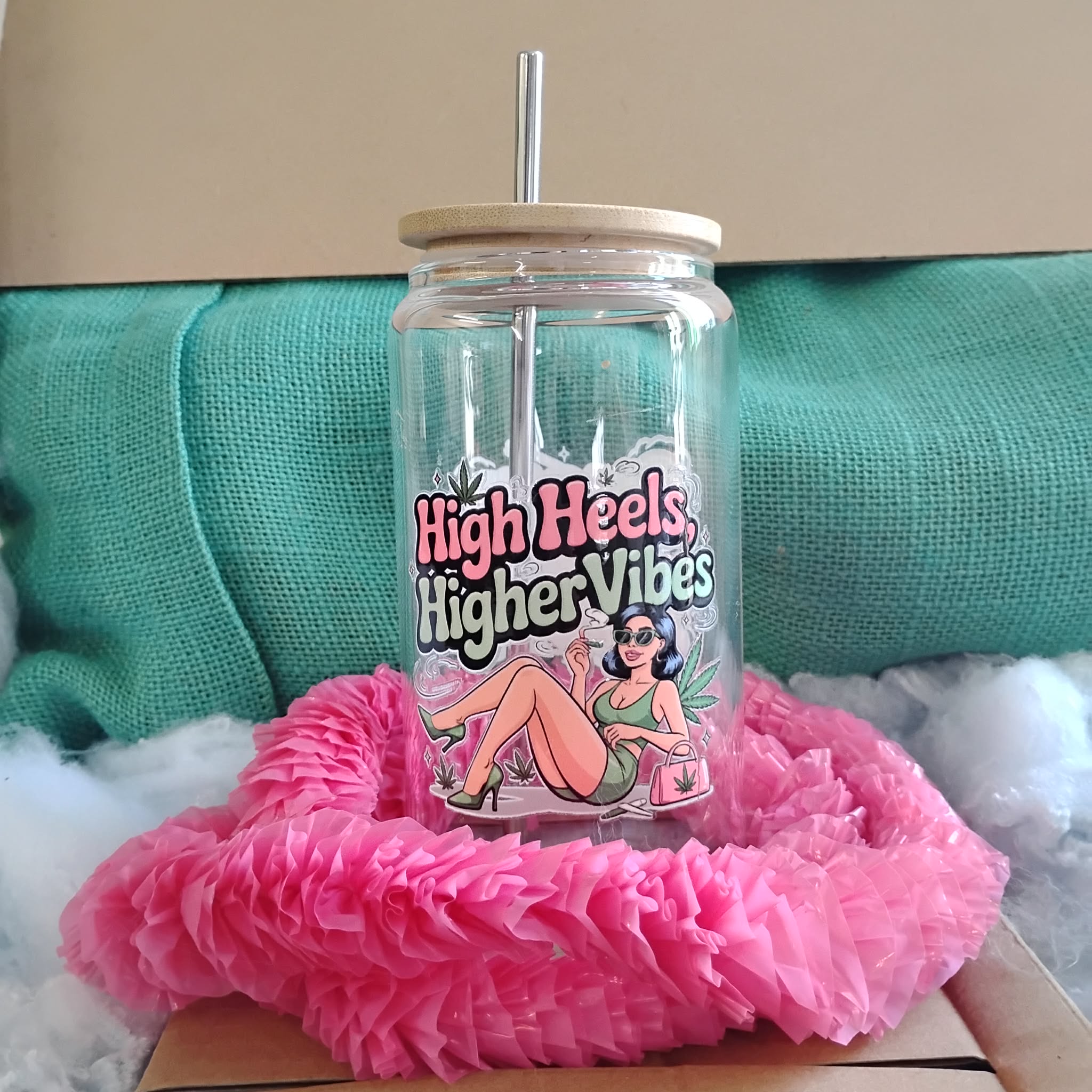 420 Glass Tumbler | Weed-Themed Iced Coffee Cup | Cannabis Drinkware