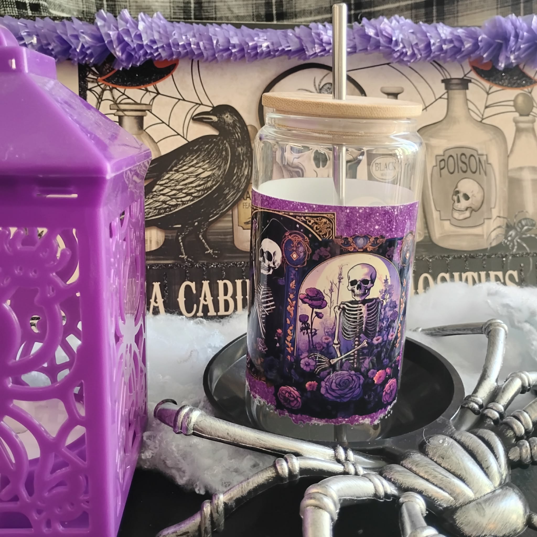 Skull Glass Tumbler | Gothic Iced Coffee Cup | Edgy Aesthetic Drinkware Gift