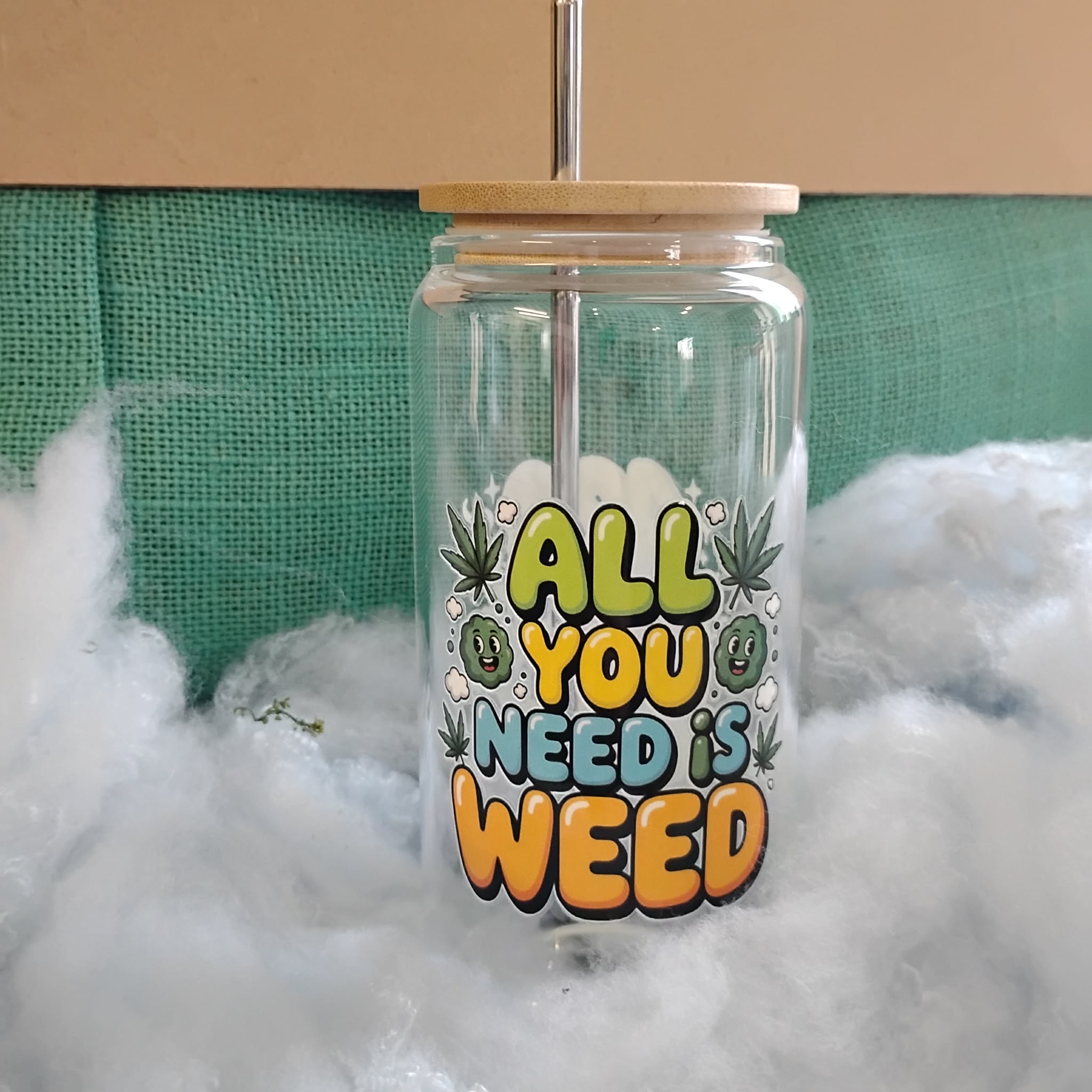420 Glass Tumbler | Weed-Themed Iced Coffee Cup | Cannabis Drinkware