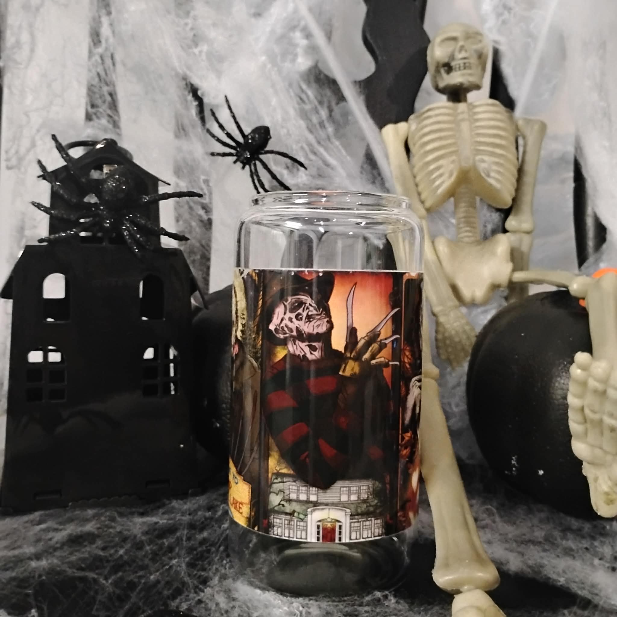 Horror Movie Glass Tumbler | Halloween Iced Coffee Cup | Spooky Custom Drinkware