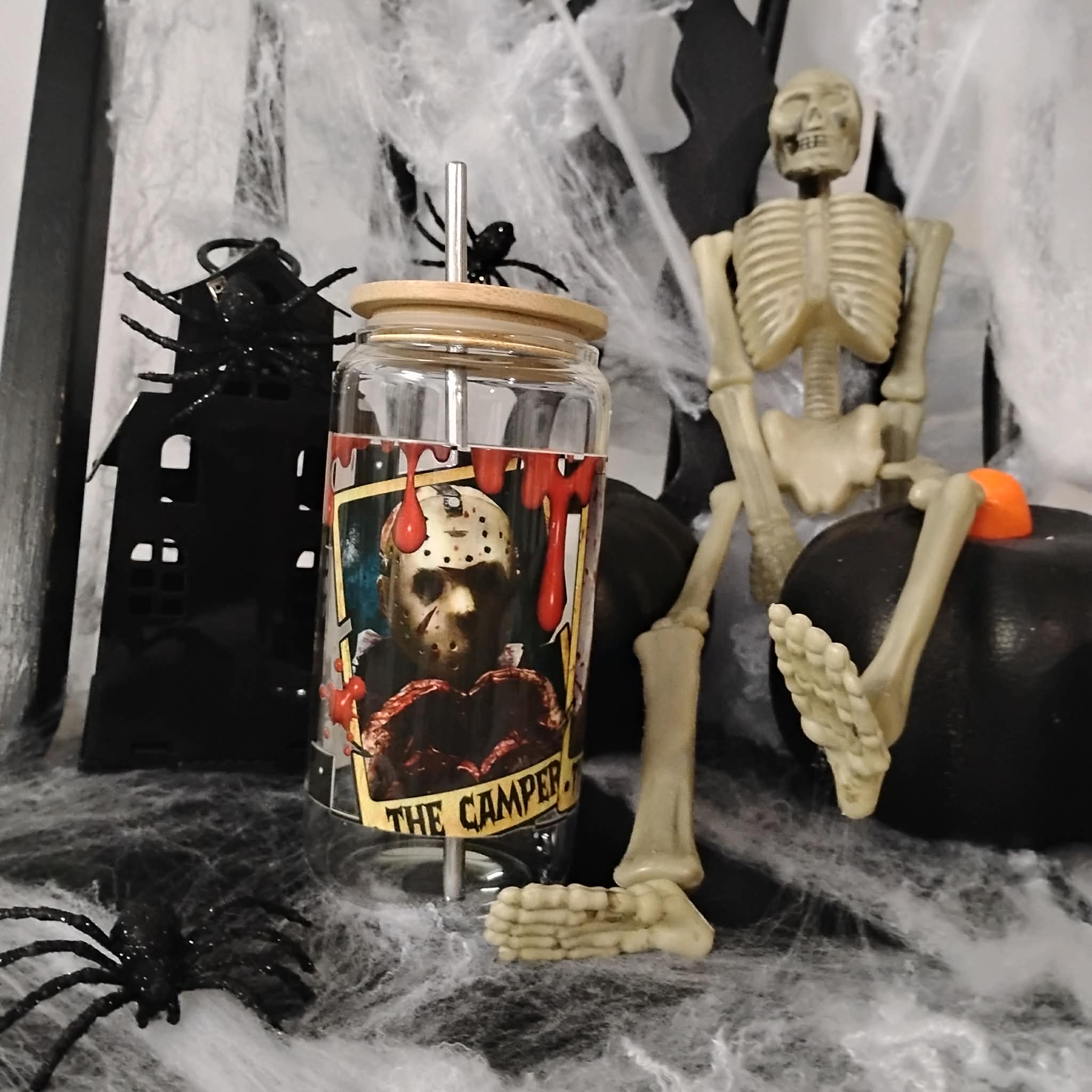 Horror Movie Glass Tumbler | Halloween Iced Coffee Cup | Spooky Custom Drinkware