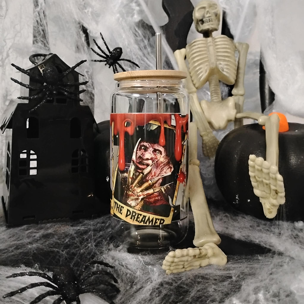 Horror Movie Glass Tumbler | Halloween Iced Coffee Cup | Spooky Custom Drinkware