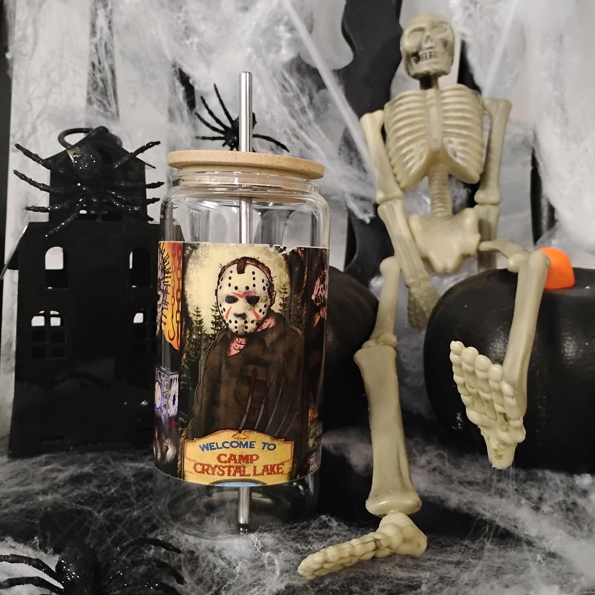 Horror Movie Glass Tumbler | Halloween Iced Coffee Cup | Spooky Custom Drinkware