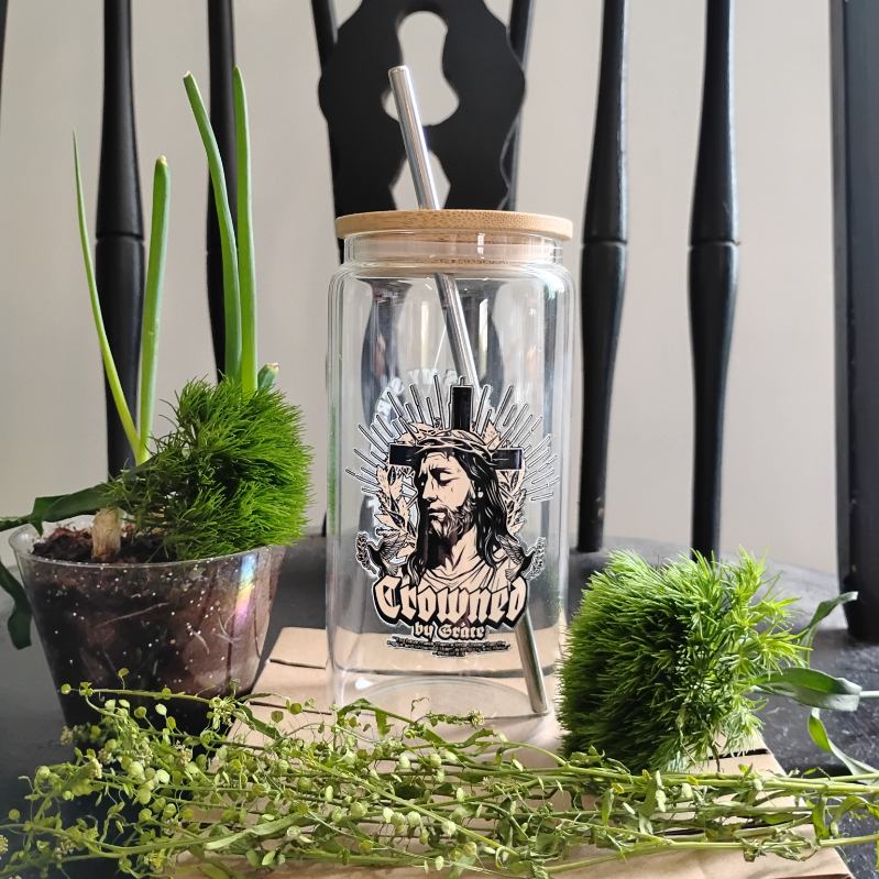 Christian Glass Tumbler | Faith-Based Iced Coffee Cup | Bible Verse Drinkware
