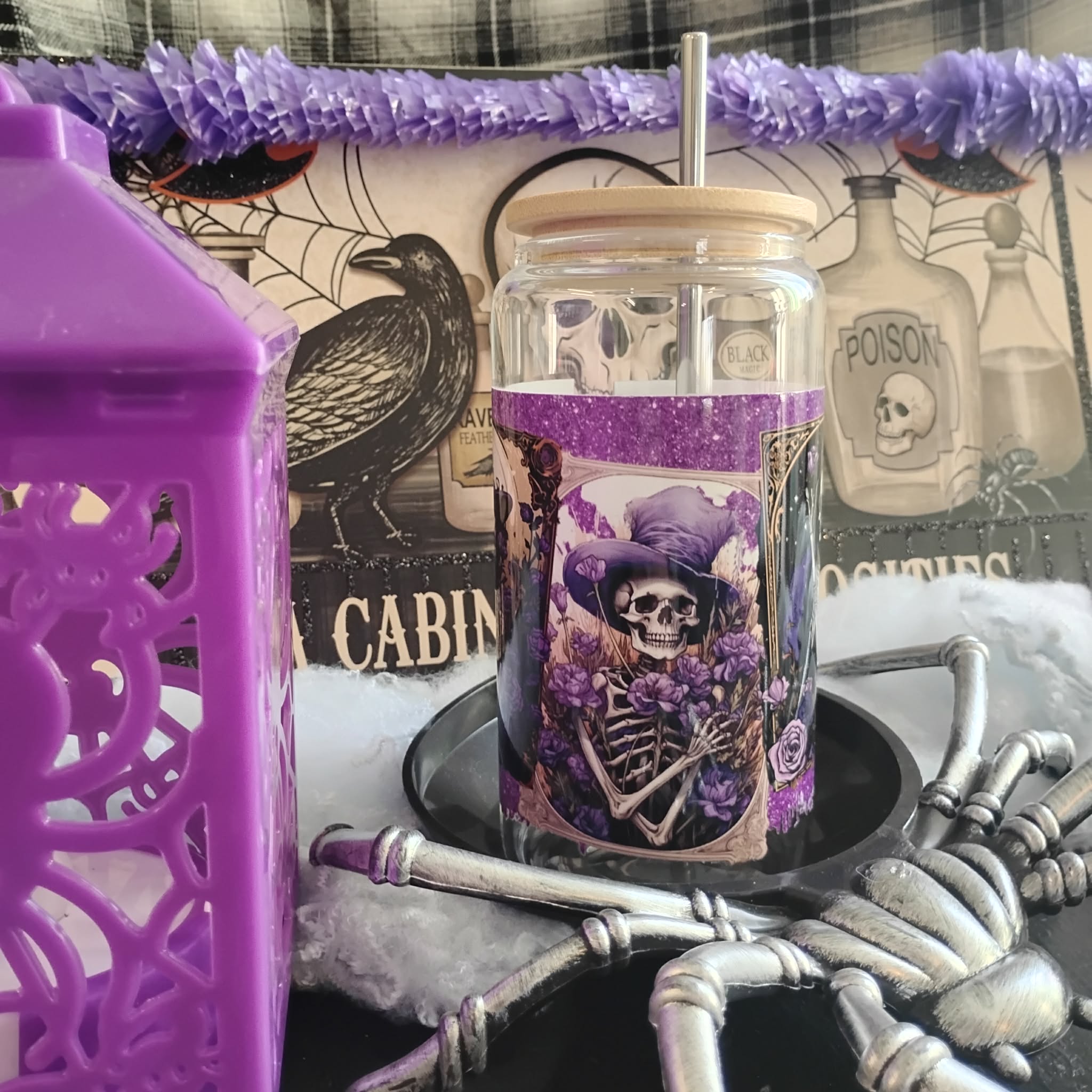 Skull Glass Tumbler | Gothic Iced Coffee Cup | Edgy Aesthetic Drinkware Gift